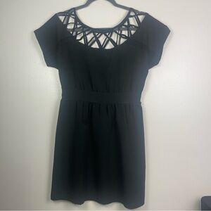 Silence + Noise black short sleeve dress with a cutout neckline